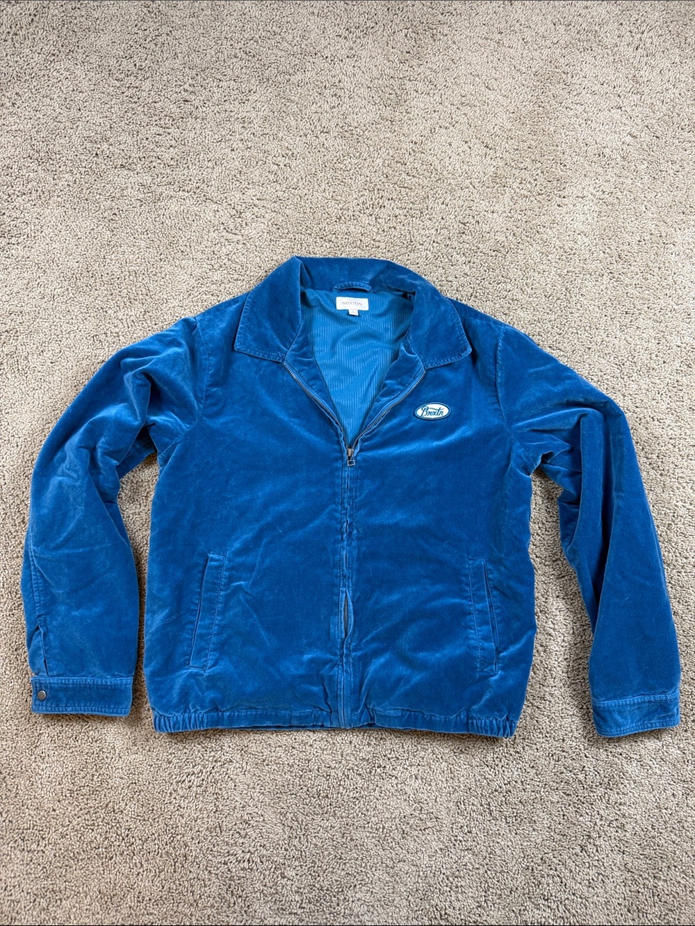 Brixton | Bright Sapphire Blue Velvet Uptopia Bomber Jacket | L